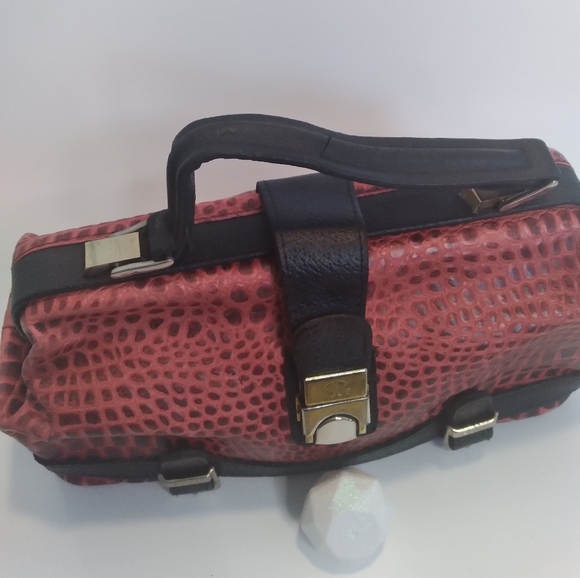 PACO faux Red Snake Skin tote - Picture 2 of 5